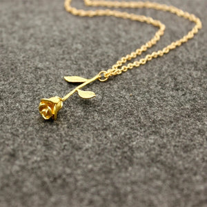 Long Chain Collier Pink Rose Flower Statement Necklace Women Jewelry Maxi Choker