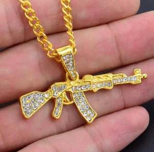 Glam Gold new AK47 Iced Out Rhinestone Miami Cuban Chain