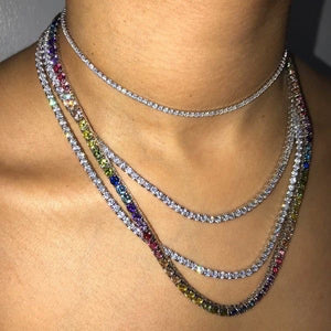 Glam Gold Rainbow Tennis Chains necklace