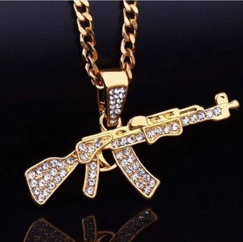 Glam Gold new AK47 Iced Out Rhinestone Miami Cuban Chain