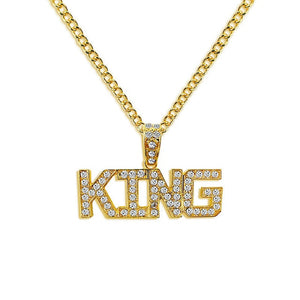 Glam Gold Queen Pendant Necklace
