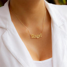 Load image into Gallery viewer, Glam Gold New Cute Angel Old English Font Necklace