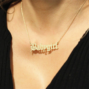 Glam Gold  Fashion Cute Gold  Babygirl Old English Necklace