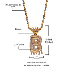 Load image into Gallery viewer, Glam Gold Custom Crown Bail Drip Bubble Initial Letters Chain
