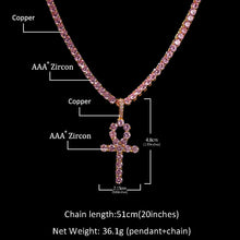 Load image into Gallery viewer, Glam Gold New 4mm Pink Ankh Cross Pendant