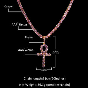 Glam Gold New 4mm Pink Ankh Cross Pendant