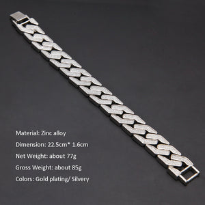 Glam Gold Sand Blast Bracelet Bangle Cuban Chain Link