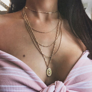 Glam Gold 5Pcs/Set Personality Virgin Mary Chain Multilayer Pendant