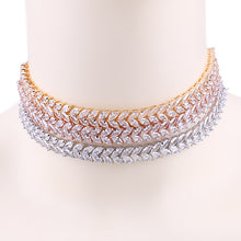 Load image into Gallery viewer, Glam Gold Marquise Leaf Cubic Zirconia Zircon Tennis Choker Necklace