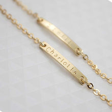 Load image into Gallery viewer, Glam Gold Custom Baby Name Bracelet Toddler Child ID Personalized Bar Gold Filled 4&quot;