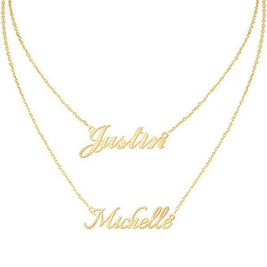 Glam Gold Personalized Name Necklace 2 Custom Name Nameplate Pendant Necklace
