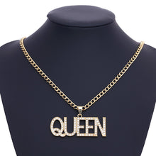 Load image into Gallery viewer, Glam Gold Queen Pendant Necklace