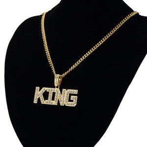 Glam Gold Queen Pendant Necklace