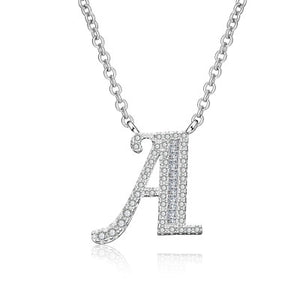 Glam Gold Fashion 2019 new shiny cubic zirconia Crystal stone 26 letters Alphabet pendant necklace