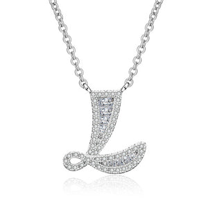 Glam Gold Fashion 2019 new shiny cubic zirconia Crystal stone 26 letters Alphabet pendant necklace