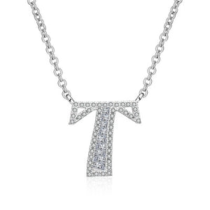 Glam Gold Fashion 2019 new shiny cubic zirconia Crystal stone 26 letters Alphabet pendant necklace