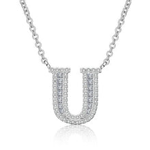 Load image into Gallery viewer, Glam Gold Fashion 2019 new shiny cubic zirconia Crystal stone 26 letters Alphabet pendant necklace