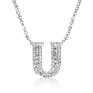 Glam Gold Fashion 2019 new shiny cubic zirconia Crystal stone 26 letters Alphabet pendant necklace