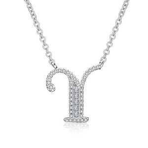 Glam Gold Fashion 2019 new shiny cubic zirconia Crystal stone 26 letters Alphabet pendant necklace
