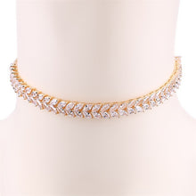 Load image into Gallery viewer, Glam Gold Marquise Leaf Cubic Zirconia Zircon Tennis Choker Necklace