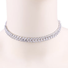 Load image into Gallery viewer, Glam Gold Marquise Leaf Cubic Zirconia Zircon Tennis Choker Necklace
