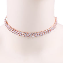 Load image into Gallery viewer, Glam Gold Marquise Leaf Cubic Zirconia Zircon Tennis Choker Necklace