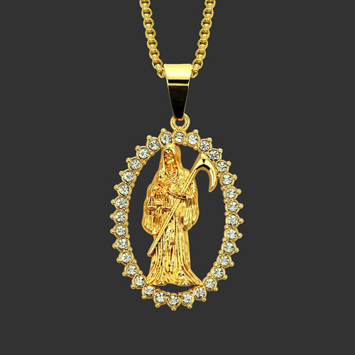 Glam Gold New Design Personalized Grim Reaper Pendant Necklaces 2019