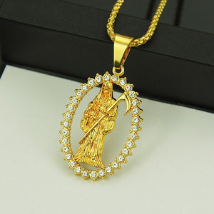 Glam Gold New Design Personalized Grim Reaper Pendant Necklaces 2019