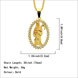 Glam Gold New Design Personalized Grim Reaper Pendant Necklaces 2019