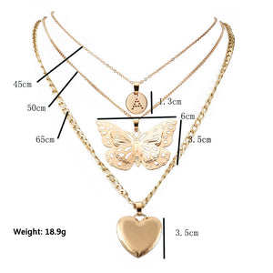 Glam butterfly layered necklace