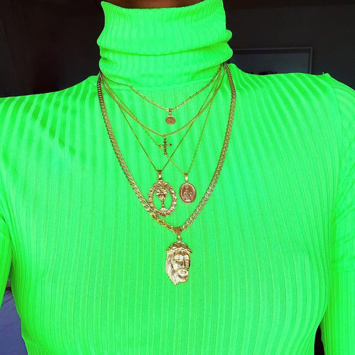 Glam Gold Personality Head Necklace