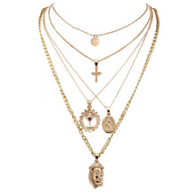 Load image into Gallery viewer, Glam Gold Personality Head Necklace