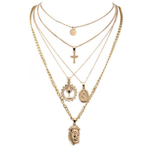 Glam Gold Personality Head Necklace