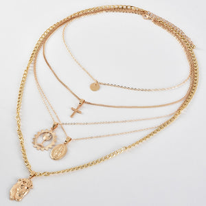 Glam Gold Personality Head Necklace