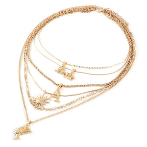 Glam Gold Elephant Crown Necklace