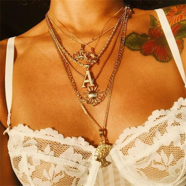 Glam Gold Elephant Crown Necklace