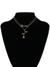 Load image into Gallery viewer, Love and Rose Ladies Alloy Gold Two-layer