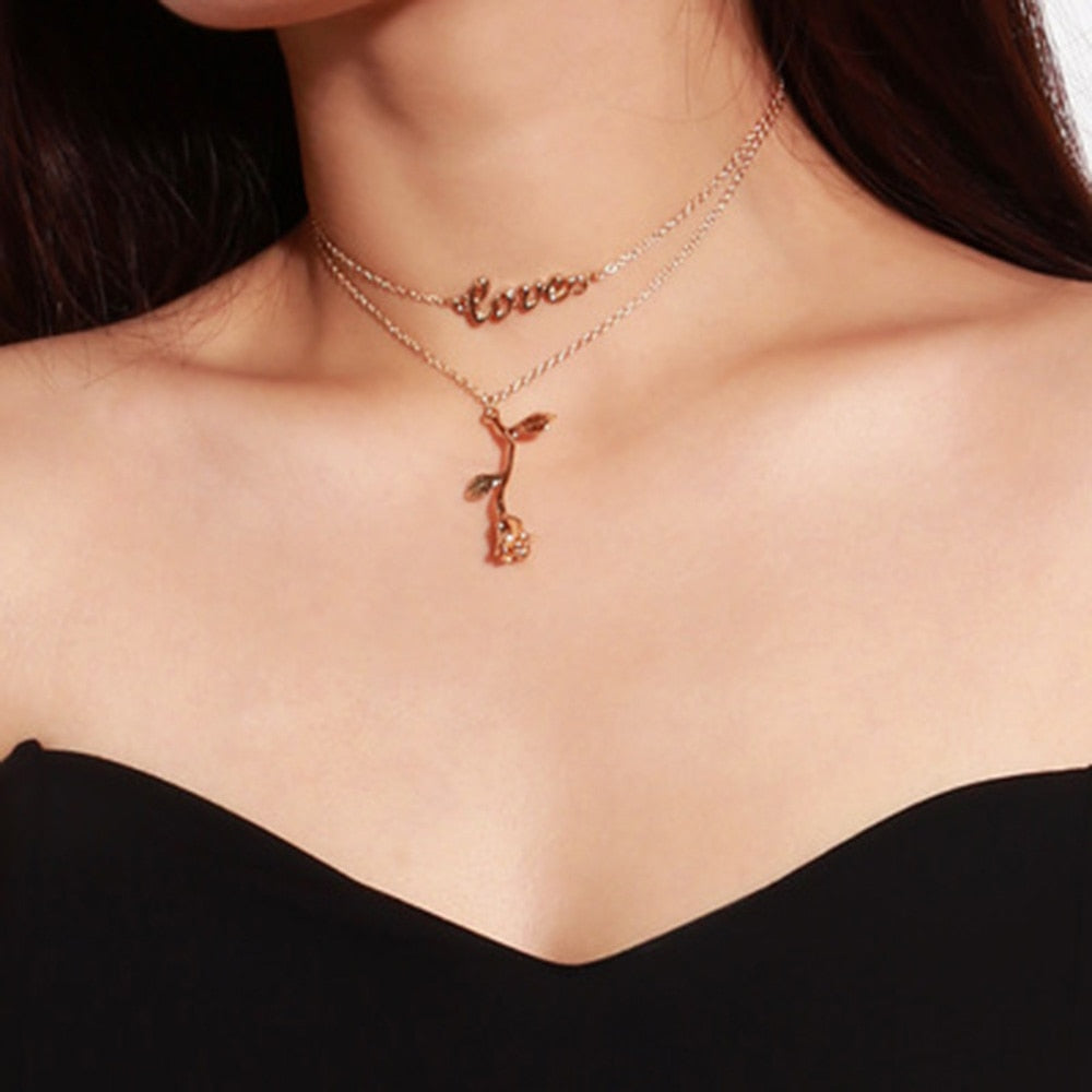 Love and Rose Ladies Alloy Gold Two-layer