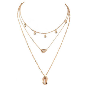 Glam Gold Women Classic Shell Pendant Necklaces