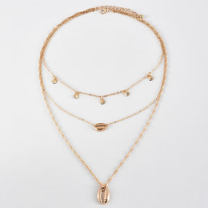 Glam Gold Women Classic Shell Pendant Necklaces