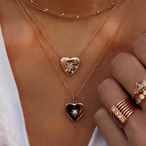 Glam Gold Women Classic Heart Necklace