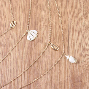 Glam Gold Female Shell Conch Chain Pendant Necklaces