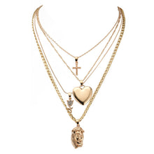Load image into Gallery viewer, Glam Gold Multilayer Necklaces Gold Cross Chain