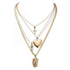 Glam Gold Multilayer Necklaces Gold Cross Chain