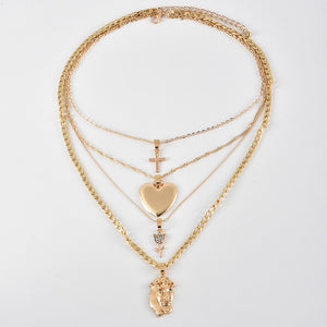 Glam Gold Multilayer Necklaces Gold Cross Chain