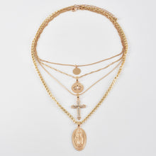 Load image into Gallery viewer, Glam Gold Tri-layer Virgin Mary Necklace