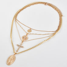 Load image into Gallery viewer, Glam Gold Tri-layer Virgin Mary Necklace