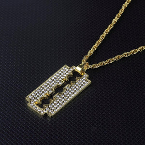 Glam Gold Blade Pendant Necklace