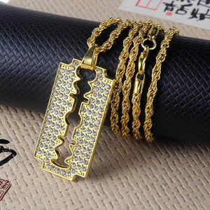 Glam Gold Blade Pendant Necklace