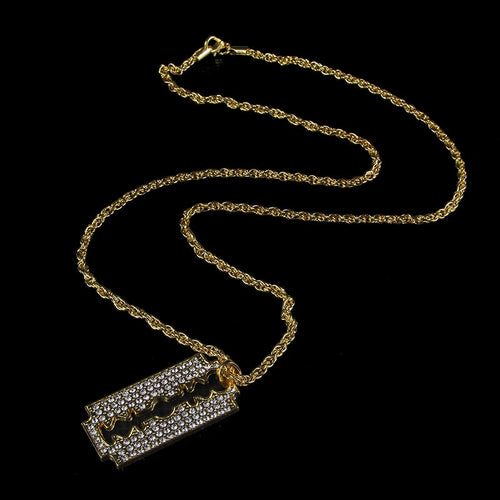 Glam Gold Blade Pendant Necklace